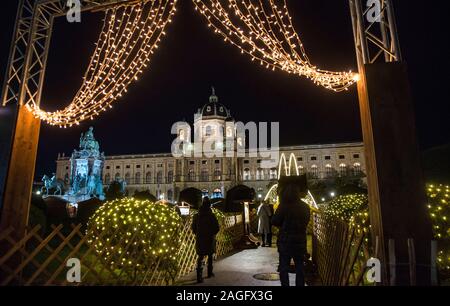 WIEN, AUSTRIA - DECEMBER 14., 2019: Christmas decorated town of Wien during advent and holidays in December. Stock Photo