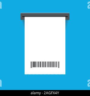 receipt paper is coming out from atm machine. Isolated Vector Illustration Stock Vector
