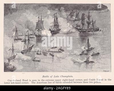 Battle of Lake Champlain - Cumberland Head and Crabb Island Stock Photo