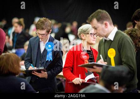 Picture by Chris Bull   13/12/19 General Election 2019 count and results at Leeds Arena.  www.chrisbullphotographer.com Stock Photo