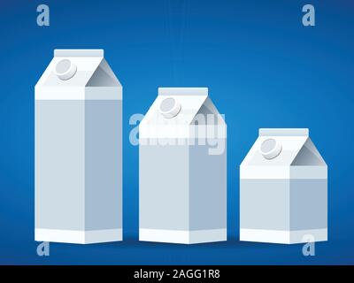 Milk box in three different sizes. Isolated Vector Illustration Stock Vector