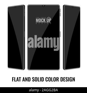Set of modern frameless smartphones for your copyspace. Side and front and isometric view. Vector illustration Stock Vector