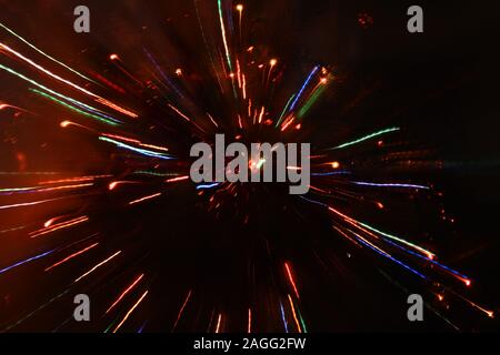 Abstract led light trails in different colors spreading all around Stock Photo