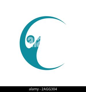 Human Swoosh Initial C Letter Vector Symbol Graphic Logo Icon Design Template Stock Vector