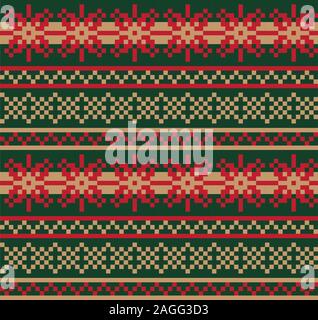 Christmas Snowflakes Fair Isle Seamless Pattern - This is a fair isle snowflake pattern suitable for website resources, graphics, print designs, knit Stock Vector