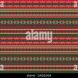 Christmas Snowflakes Fair Isle Seamless Pattern - This is a fair isle snowflake pattern suitable for website resources, graphics, print designs, knit Stock Vector
