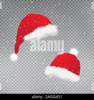 Christmas red hats set template Stock Vector