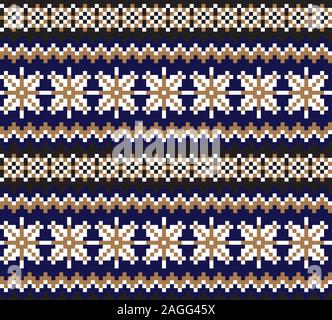 Christmas Snowflakes Fair Isle Seamless Pattern - This is a fair isle snowflake pattern suitable for website resources, graphics, print designs, knit Stock Vector