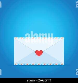 love letter with pink heart sign. Isolated Vector Illustration Stock Vector