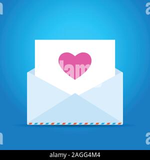 love letter with pink heart graphic inside Stock Vector