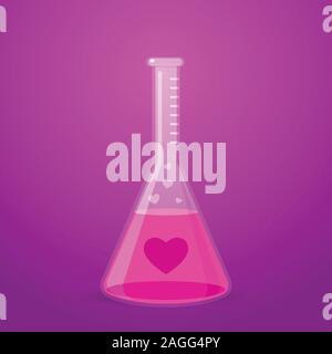 pink liquid inside laboratory tube. Isolated Vector Illustration Stock Vector