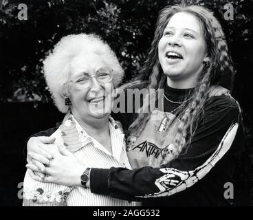 Carer & elderly woman Nottingham UK 1991 Stock Photo