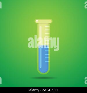 Laboratory tube with blue liquid inside Stock Vector