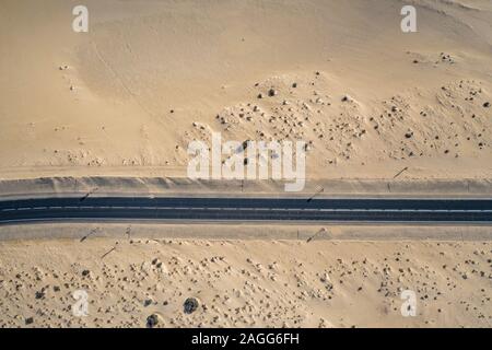 Fuerteventura, Corralejo sand dunes nature park. Beautiful Aerial Shot. Canary Islands, Spain Stock Photo