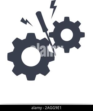 the icon of gear stuck. Isolated Vector Icon Stock Vector