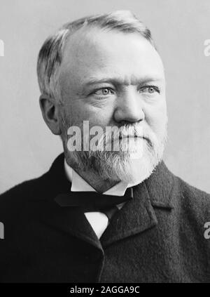 Vintage portrait photo of Scottish-American industrialist and philanthropist Andrew Carnegie (1835 – 1919). Photo circa 1880 by Brady-Handy. Stock Photo