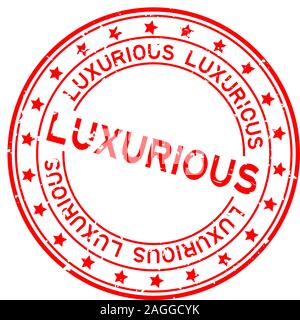Grunge red expensive word round rubber seal stamp on white background ...