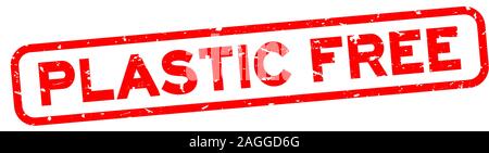 Grunge red plastic free word square rubber seal stamp on white background Stock Vector
