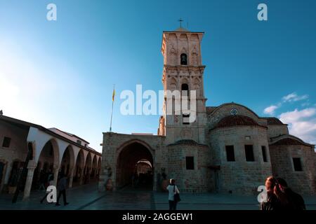 Larnaca, CYPRUS - January 2 2018: Saint Lazarus Church, a remarkable example of Byzantine architecture, which lies over the tomb of the saint. Sunny d Stock Photo