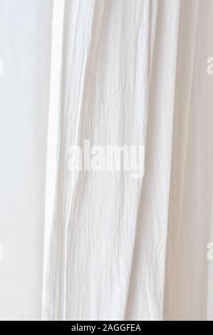 White natural cotton textile background. Close up. Stock Photo