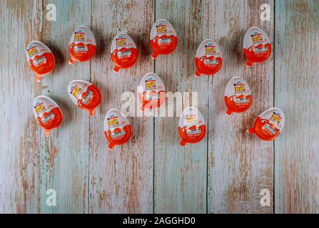New York NY NOV 08 2019: Kinder Chocolate is product brand line of Italian confectionery multinational Ferrero. Stock Photo
