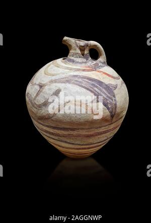 Large Minoan polychrome jug decorated with dolphins, Akrotiri, Thira (Santorini) National Archaeological Museum Athens. 17th-16th cent BC.  The illust Stock Photo