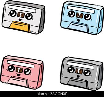 Retro audio cassette icon black color in round circle vector ...