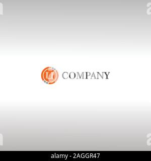 Letter U Alphabetic Logo Design Template, Crypto Curency Logo Concept, Gray, Orange, Ellipse, Rounded, Digital Coin, Virtual Money, Ecurrency Stock Vector
