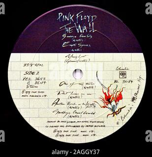 Pink Floyd The Wall vinyl record label Stock Photo - Alamy