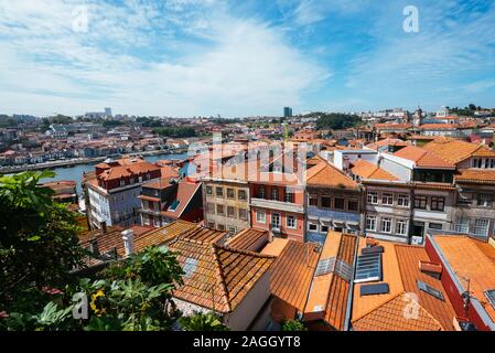 Colorful houses with orange roof in Porto, Portugal 2019. Stock Photo
