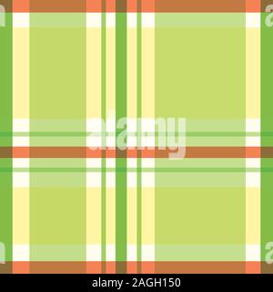 Vibrant tartan plaid design in tropical orange, yellow and green tones. Seamless sophisticated vector pattern. Perfect for wellness ,summer, beach Stock Vector