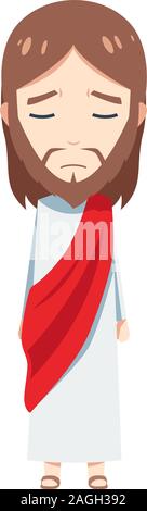 Cute Jesus is feeling sad. Isolated Vector illustration Stock Vector