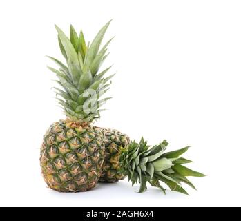 Pineapples isolated on white background. Juicy fruit Stock Photo