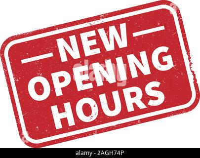 red grungy new opening hours rubber stamp print vector illustration Stock Vector