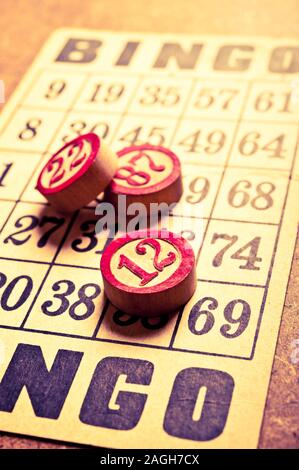 vintage bingo cards ad markers Stock Photo