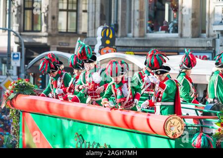 Cologne, Germany - February 12, 2018 : Rosenmontag Parade ( the rose monday). More than one million spectators on the streets.Carnival parade Stock Photo