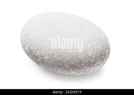 Sea stone of gray color isolated on a white background. Smooth pebbles. Photo taken by stacking method Stock Photo