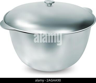 Stainless pot isolated on white. Stock Vector