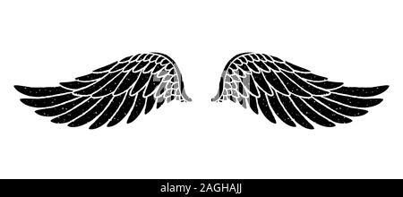 Hand Drawn Bird Angel Grunge Textured: vector de stock (libre de regalías)  1593313153