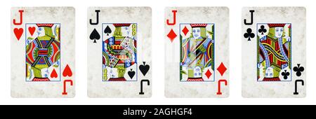 Four Jacks Playing Cards - isolated on white Stock Photo