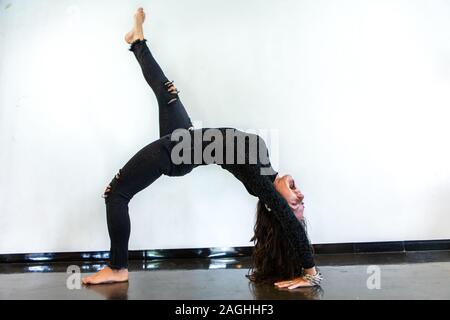 One Legged Plank Pose Bow Leg, Eka Pada Phalakasana Dhanura Pada Stock  Vector | Adobe Stock