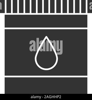 Printer cartridge ink glyph icon. Silhouette symbol. Plastic bottle with drop. Negative space. Vector isolated illustration Stock Vector