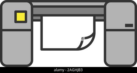 Large format printer color icon. Printing machine. Isolated vector illustration Stock Vector