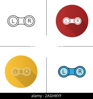 Eye contact lens box icon. Flat design, linear and color styles. Isolated vector illustrations Stock Vector