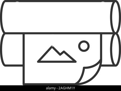 Offset printer linear icon. Thin line illustration. Flexography. News printing machine. Contour symbol. Vector isolated outline drawing Stock Vector