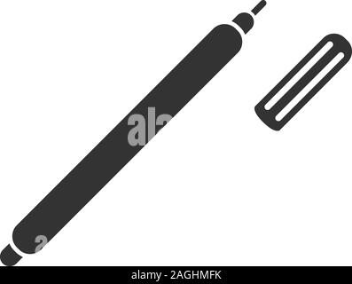 Marker pen glyph icon. Highlighter. Silhouette symbol. Negative space. Vector isolated illustration Stock Vector
