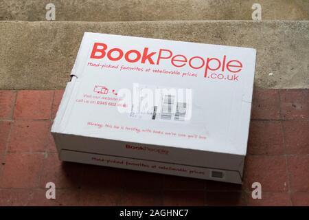 Book People parcel on doorstep (delivery address anonymized) - UK Stock Photo