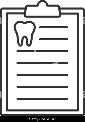 Teeth diagnostic report linear icon. Thin line illustration. Dentist advice. Contour symbol. Vector isolated outline drawing Stock Vector