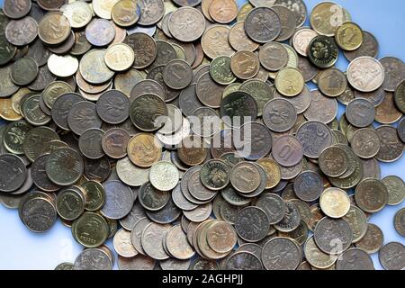 Coins, polish currency, savings from the jar. Stock Photo