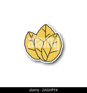 Tobacco leaves patch. Mint. Color sticker. Vector isolated illustration Stock Vector